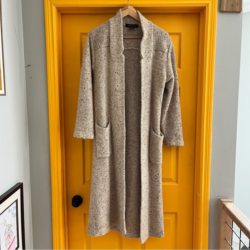 Wool & Silk Cozy Beige Open-Front Sweater